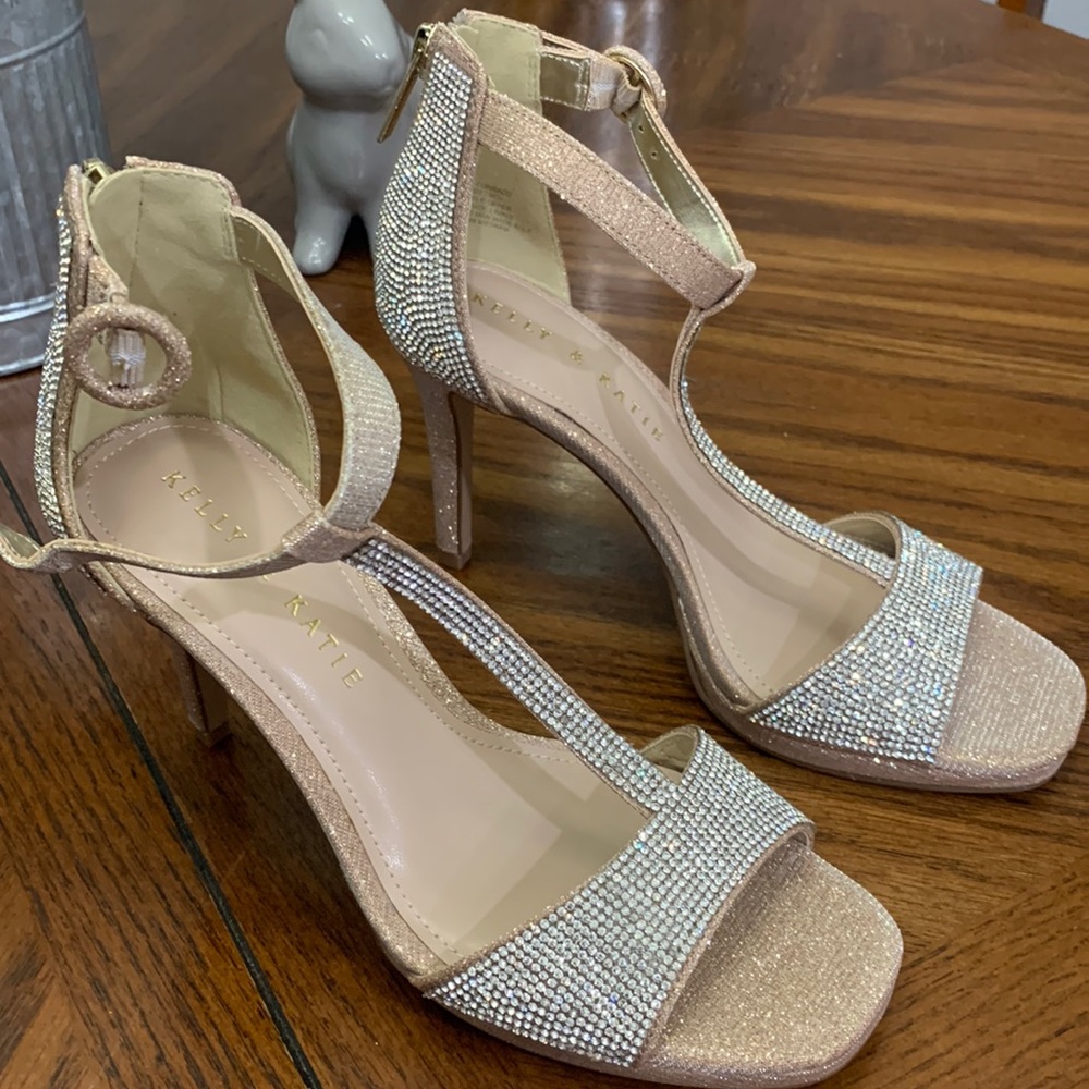 Sparkle Kelly & Katie Heels Tan and sequin